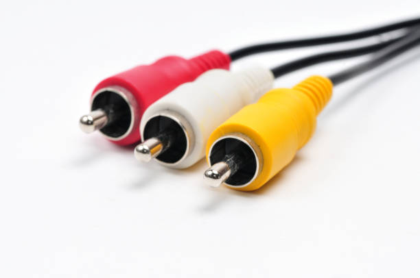 istock Analog audio video cable of RCA standard on white background 1481259155