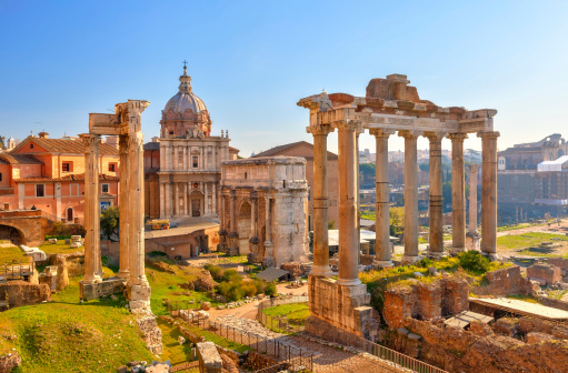 11 February 2024, Rome, Italy, Picturesque View of the  Roman Forum in Rome in Italy