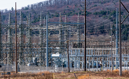 The Warren Electric Substation on State Route 6 in Starbrick, Pennsylvania, USA on a sunny spring day