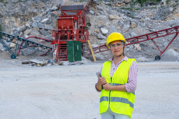 istock Portrait of female road construction engineer. 1481267080