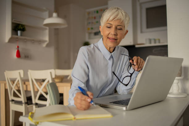istock Senior woman working from home 1481267479