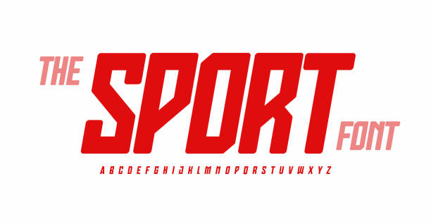 sport cooles alphabet, moderne, große, starke sans-buchstaben, robuste kursive schrift für gym-symbol, renn-headline, urbane typografie, game-design. vektor fettes typografisches design - sports event illustrations stock-grafiken, -clipart, -cartoons und -symbole