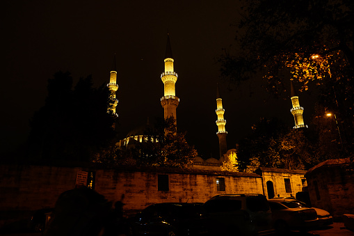 Night view of the Blue Mosque in Istanbul, Turkey