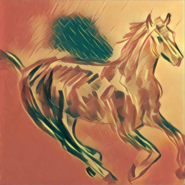 istock galloping horse, graphic color drawing in brown tones 1481269105