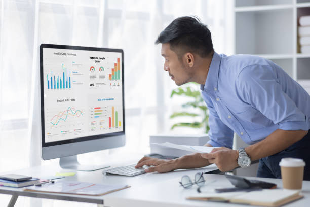 istock Businessman working at office with documents on his desk, doing planning analyzing the financial report, business plan investment, finance analysis concept 1481271588
