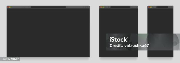 Computer Tab Empty Browser Mockup Dark Theme Empty Tab Webpage With Search Engine Computer ...