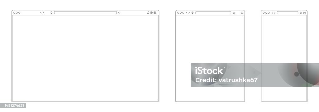 Ios Browser Frame Line Browser Mockup Web Page Frame For Mobile Tablet And Desktop ...