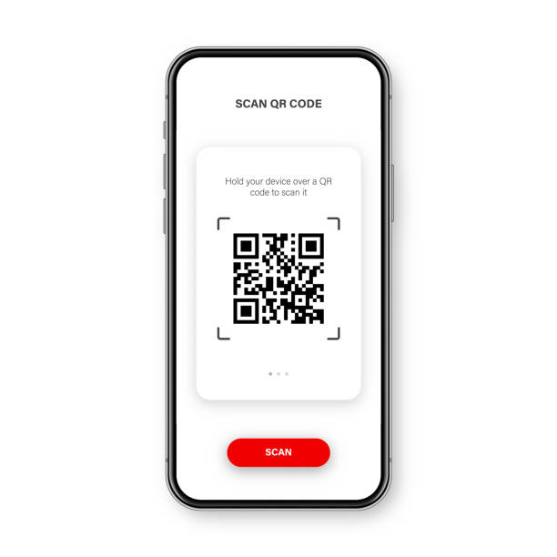 QR code scanner, reader app for smartphone. Identification tracking code. Serial number, product ID with digital information. Store, supermarket scan labels, price tag. Vector illustration. vector art illustration