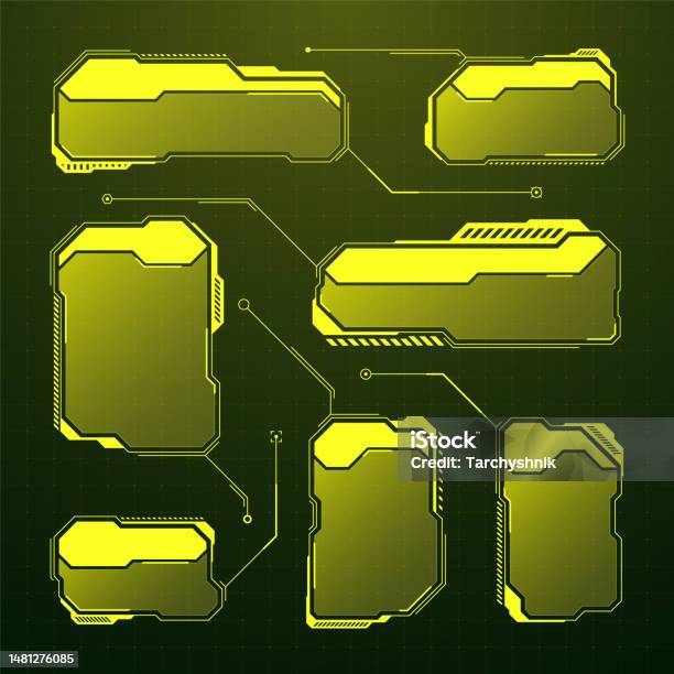 Text Box Ui Examples Games Yellow Futuristic Hud Ui Elements Scifi User Interface Text Boxes ...