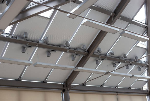 istock Automatic pleated blinds on the roof windows. 1481276368