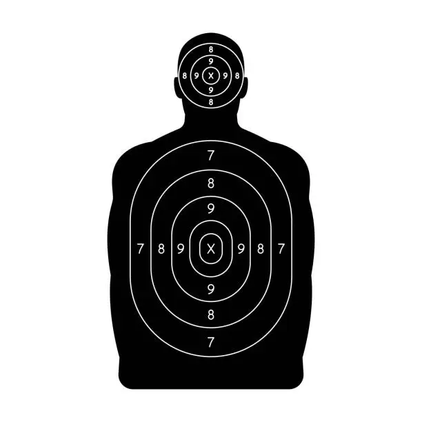 Vector illustration of Firearm shooting training human torso target