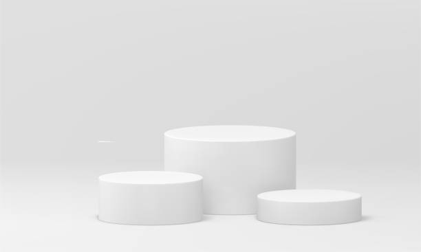 3d подиум белый цилиндр уровень соревнований награда арена за победу в конкурсе успех празднуют вектор - pedestal stock illustrations