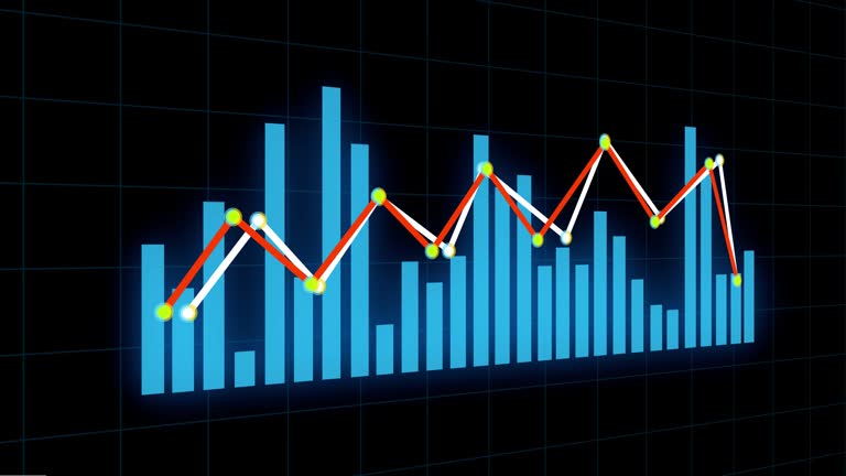 4K financial stock chart,Business Data trend hud Graph,Economic node line.