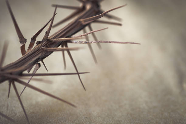 istock Crown on thorns on wooden background. 1481286423