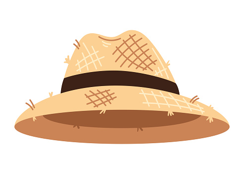 cartoon icon of a straw hat isolated