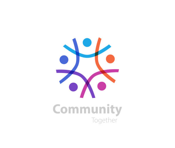 Cummunity abstract icon. stock illustration symbol, People, Teamwork, Connection, Friendship digital health logo stock illustrations