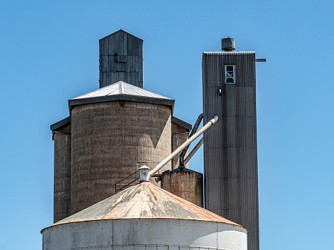 Top of grain silos in regional Victoria