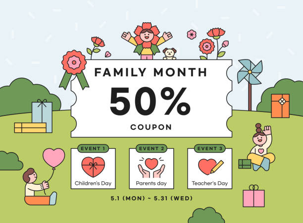 Family month event vector art illustration
