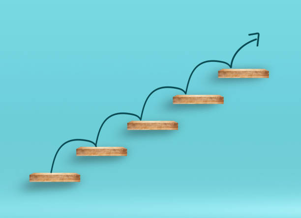 istock Rising arrow on staircase, success concept 1481300933