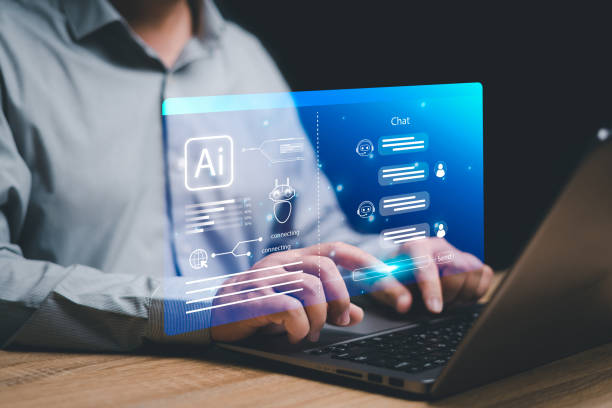 istock Chatbot Chat with AI Artificial Intelligence and technology concept, Businessman use laptop chatting with Ai,Technology created in the future world and popular rating communication around the world 1481300963