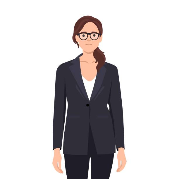 ilustraciones, imágenes clip art, dibujos animados e iconos de stock de una mujer ceo de la compañía con un traje de negocios o blazer, elegancia en el trabajo - smart casual women full length casual