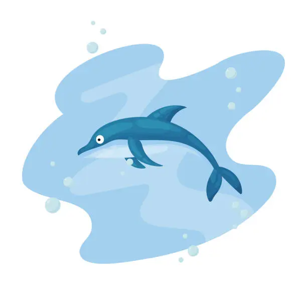 Vector illustration of dolphin underwater