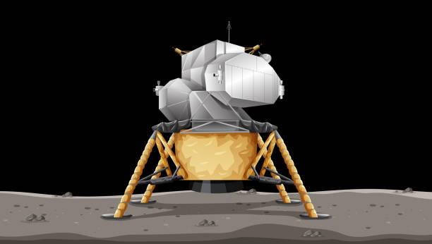 Apollo 11 Lunar Module on Moon Surface Apollo 11 Lunar Module on Moon Surface illustration apollo 11 stock illustrations