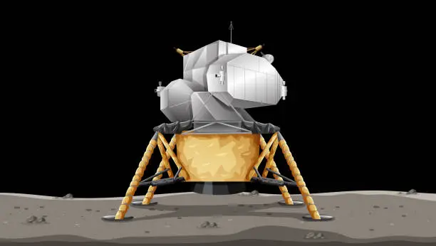 Vector illustration of Apollo 11 Lunar Module on Moon Surface