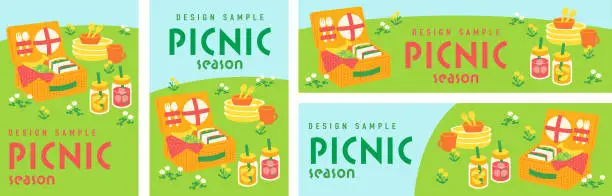 Vector illustration of Picnic theme banner design set