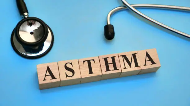 Photo of Asthma, text words typography written with wooden letter, health and medical