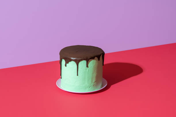 istock Chocolate mint cake isolated on a vibrant colored background 1481305888