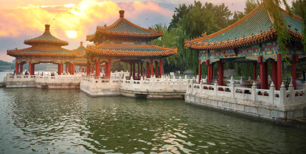 Beihai Park is an imperial garden stock photo