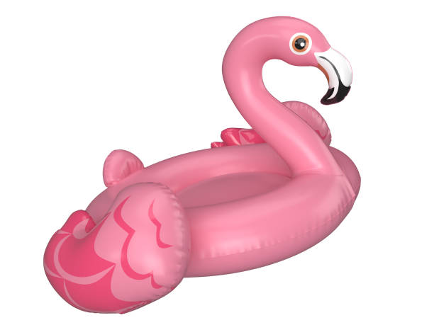 istock Flamingo inflatable float. Pink inflatable swimming pool rings and balloon. 3D float flamingo summer beach or pool toys, swimming pool, summer. Sea concept. 3d rendering 1481308619