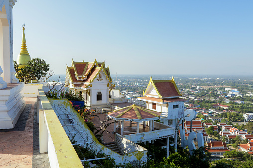 Amazing View of the White and Golden Khao Chong Krachok Temple, Thailand