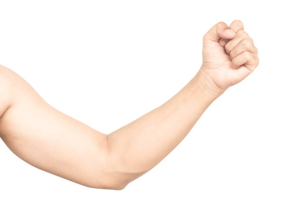 istock Man hand with clenched fist on white background 1481313721
