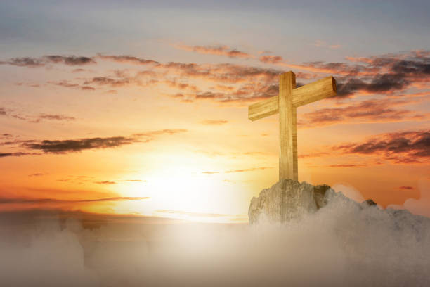 istock Christian Cross on the rock hill 1481315122