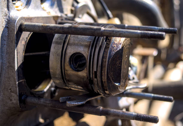 istock Piston with rings of an old motorcycle engine 1481315139