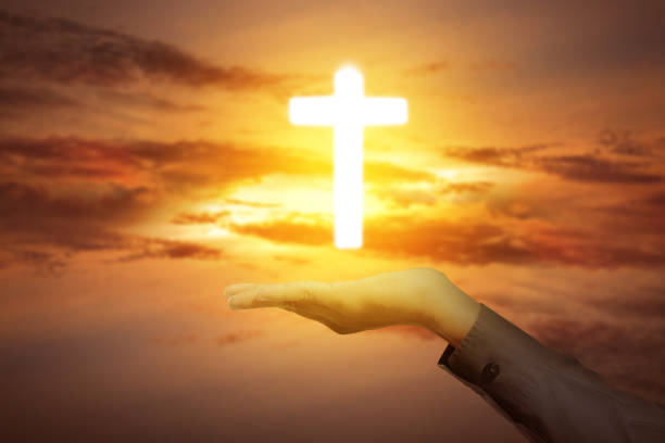 istock Human hand showing Christian cross 1481315209