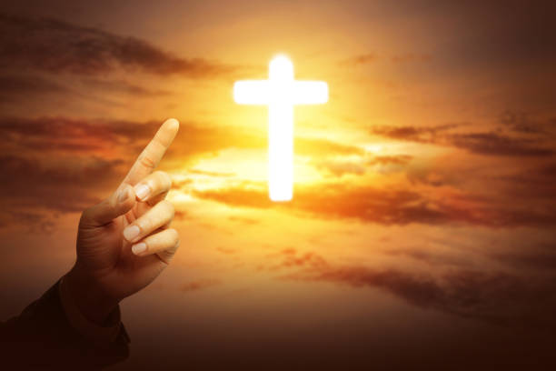 istock Human hand showing Christian cross 1481315230