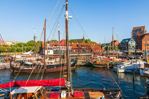 One of the famous landmarks in Copenhagen, Denmark, the Nyhavn channel. Photo taken in August, 2019.