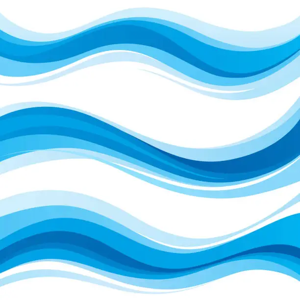Vector illustration of Set of blue waves