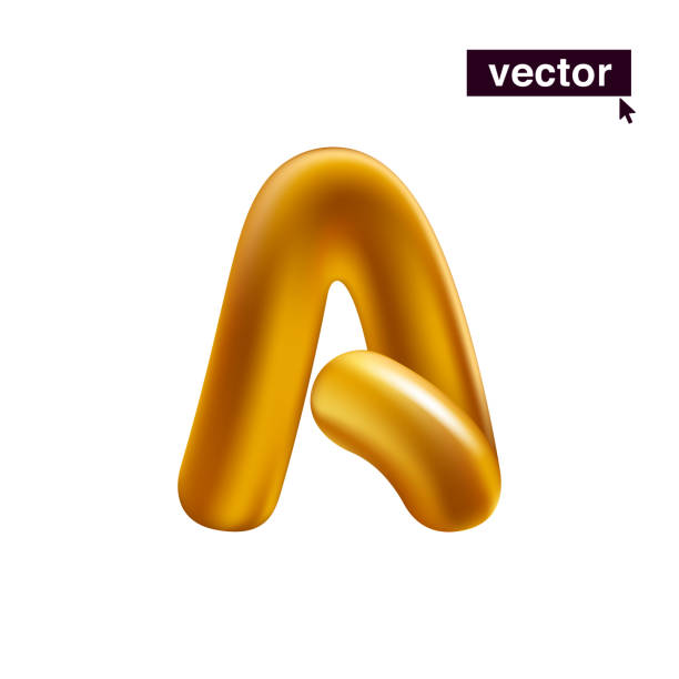 ilustrações de stock, clip art, desenhos animados e ícones de letter a logo. metallic golden ballon icon. realistic 3d luxury design in fun style with glossy shine effects. - capital letter flash