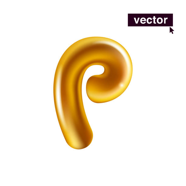 ilustrações de stock, clip art, desenhos animados e ícones de letter p logo. metallic golden ballon icon. realistic 3d luxury design in fun style with glossy shine effects. - capital letter flash