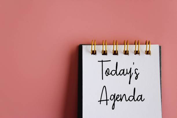istock Notebook with text TODAY'S AGENDA on pink background 1481319893