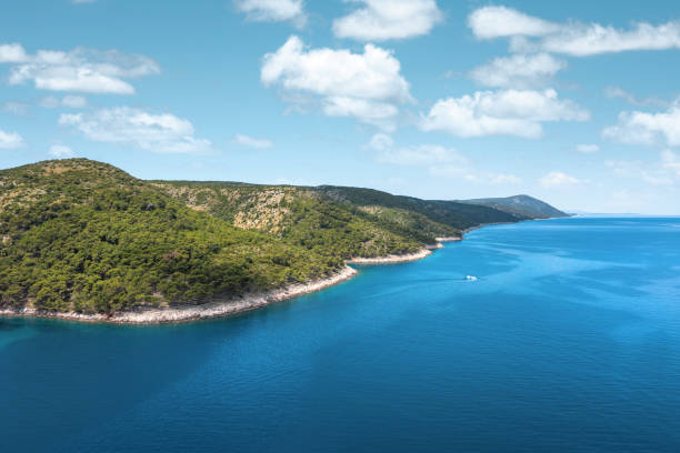 Rocky coastline of Hvar island (Croatia). Aerial view.