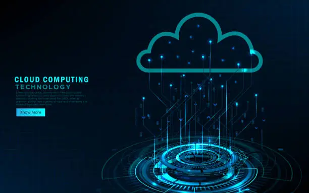 Vector illustration of Modern cloud technology futuristic, online storage background