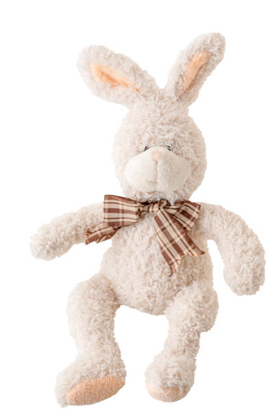 istock White bunny with a bow isolated on a white background. 1481325163