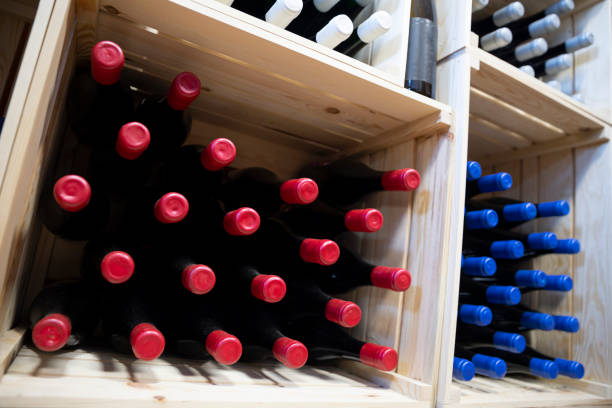 istock Bottles of wine in a winery 1481325323