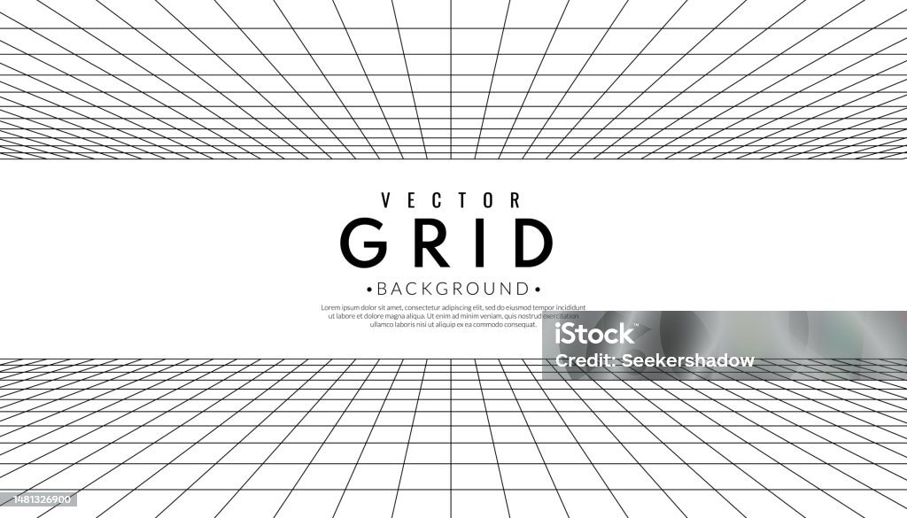 Grid Abstract Room Abstract Perspective Grid On White Background 3d Wireframe Room Concept ...