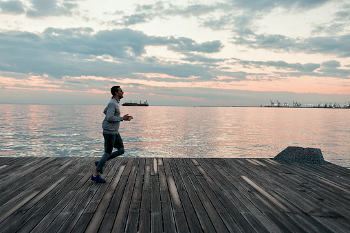 Man running at night